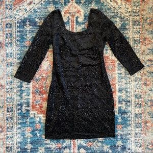 Black Velvet and Sequin Mini Dress